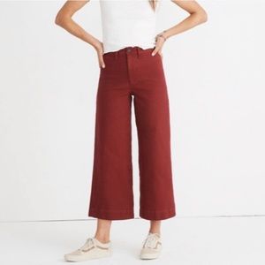 Madewell Emmett Wide Leg Crop Pants in Burgundy